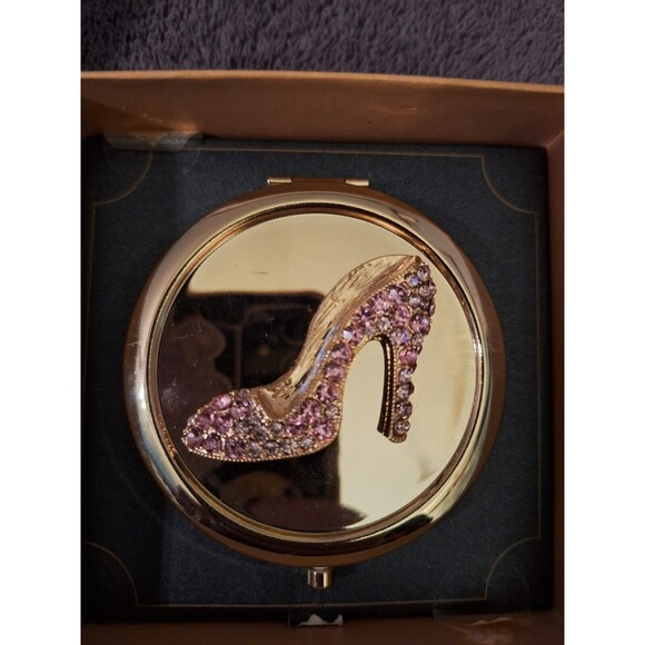 Monet Jewelry Pink Heel Compact Mirror NEW - Picture 1 of 3
